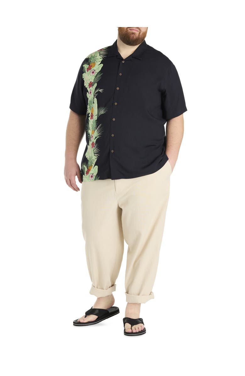 Oak Hill by DXL Big & Tall Pineapple Stripe Sport Shirt, Alternate, color, Black