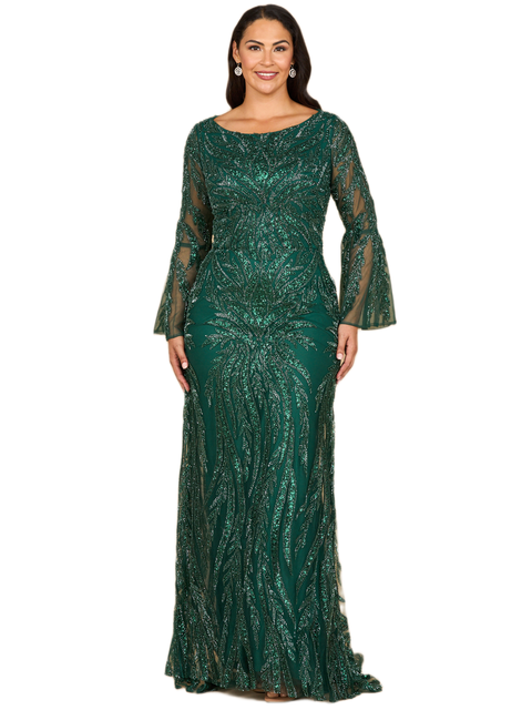 High Neck Beaded Dress with Bell Sleeves