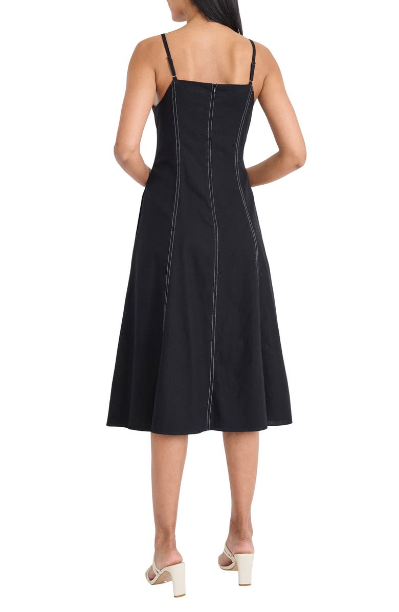 Maggy London Seam Detail Fit & Flare Midi Dress, Alternate, color, Black