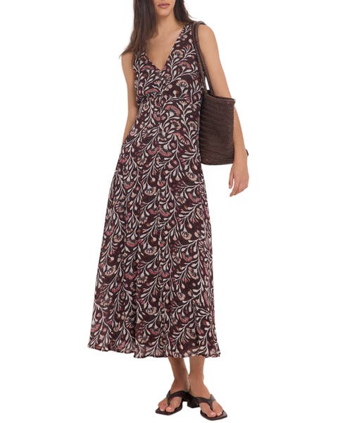 Floral Print V-Neck Maxi Dress