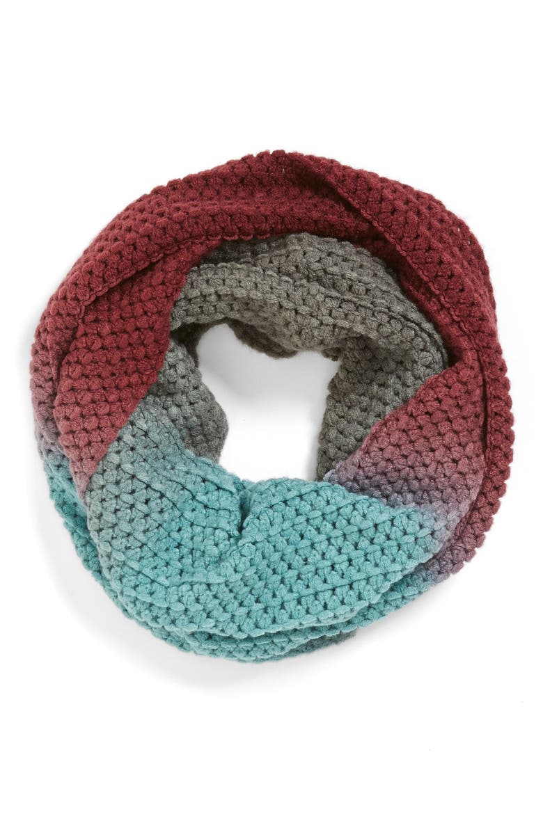 Ombré Knit Infinity Scarf, Main, color, BLUE/PURPLE