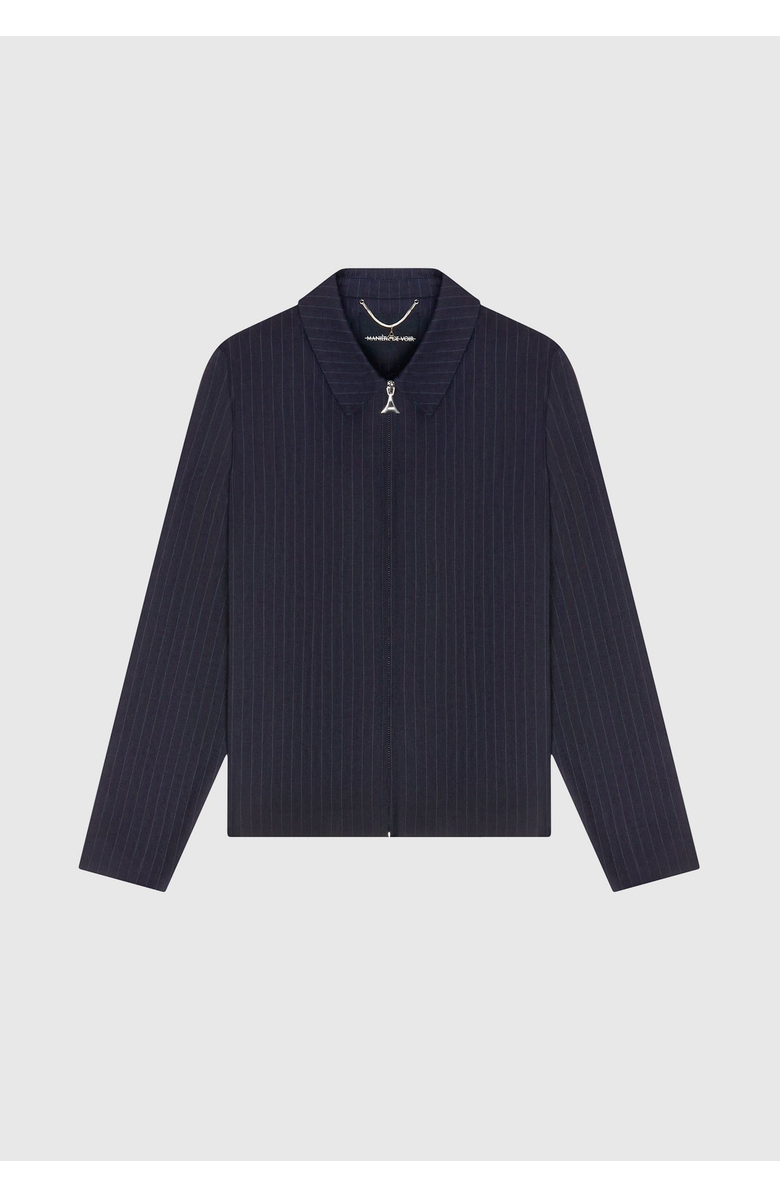 Manière De Voir Pinstripe Tailored Jacket, Alternate, color, Navy