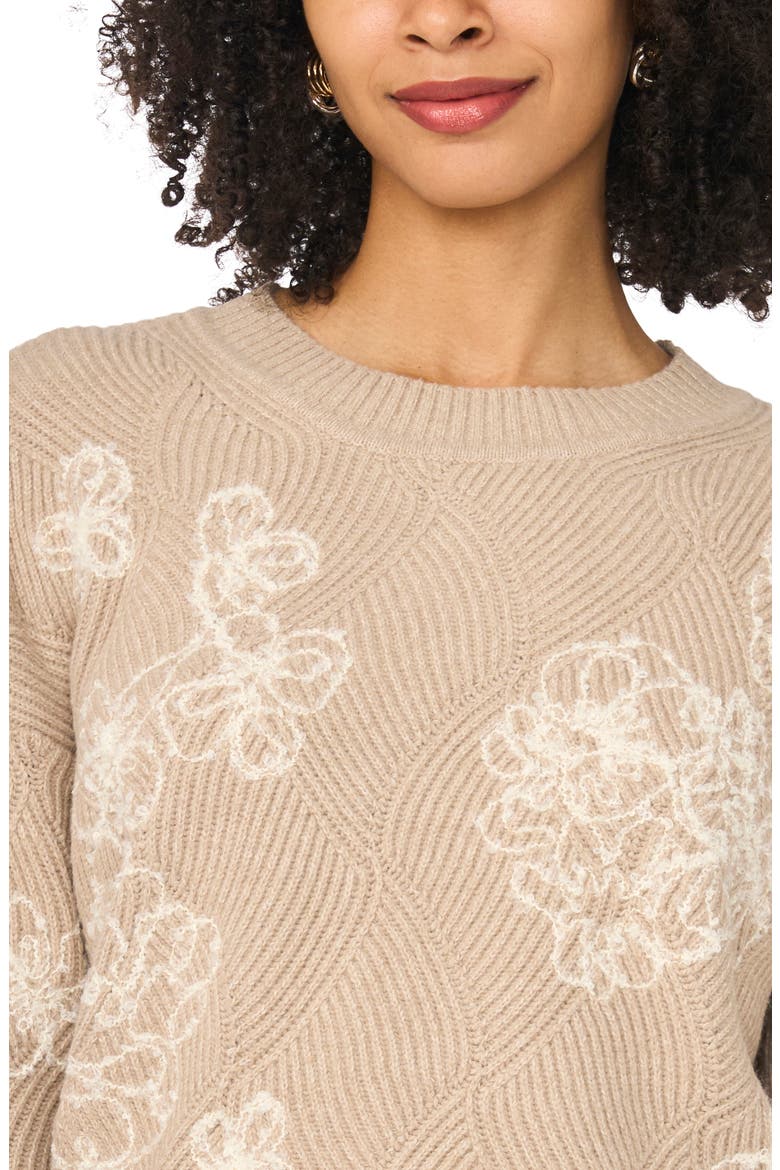 Embroidered Crewneck Sweater, Alternate, color, DUSTY WALNUT