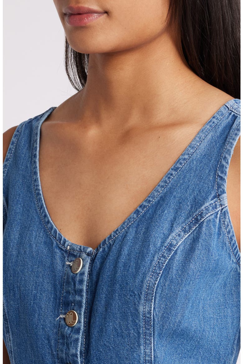 Daisy Sleeveless Denim Minidress, Alternate, color, MEDIUM WASH