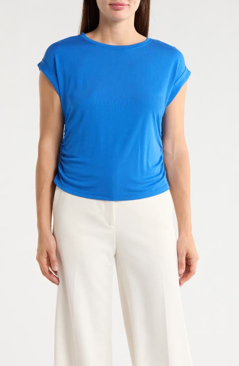 Cuffed Short Sleeve Ruched T-Shirt