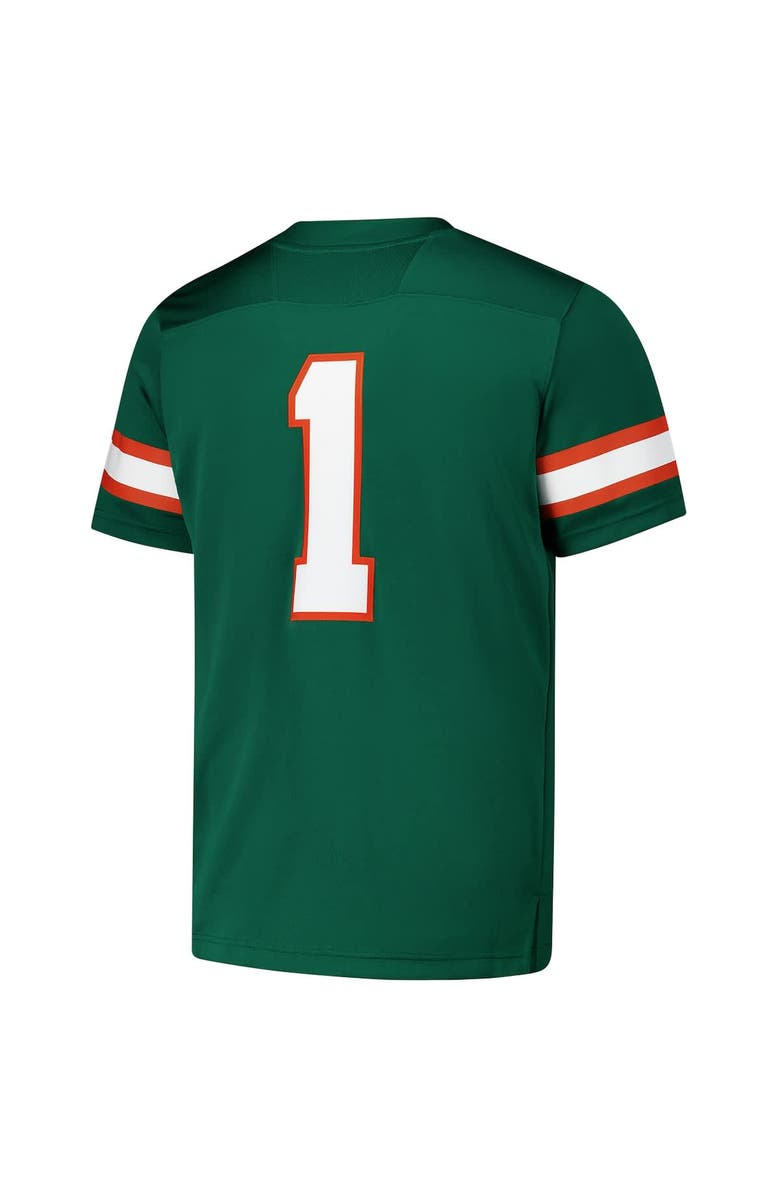 adidas Men's adidas #1 Green Miami Hurricanes  Premier Football Jersey, Alternate, color, 
