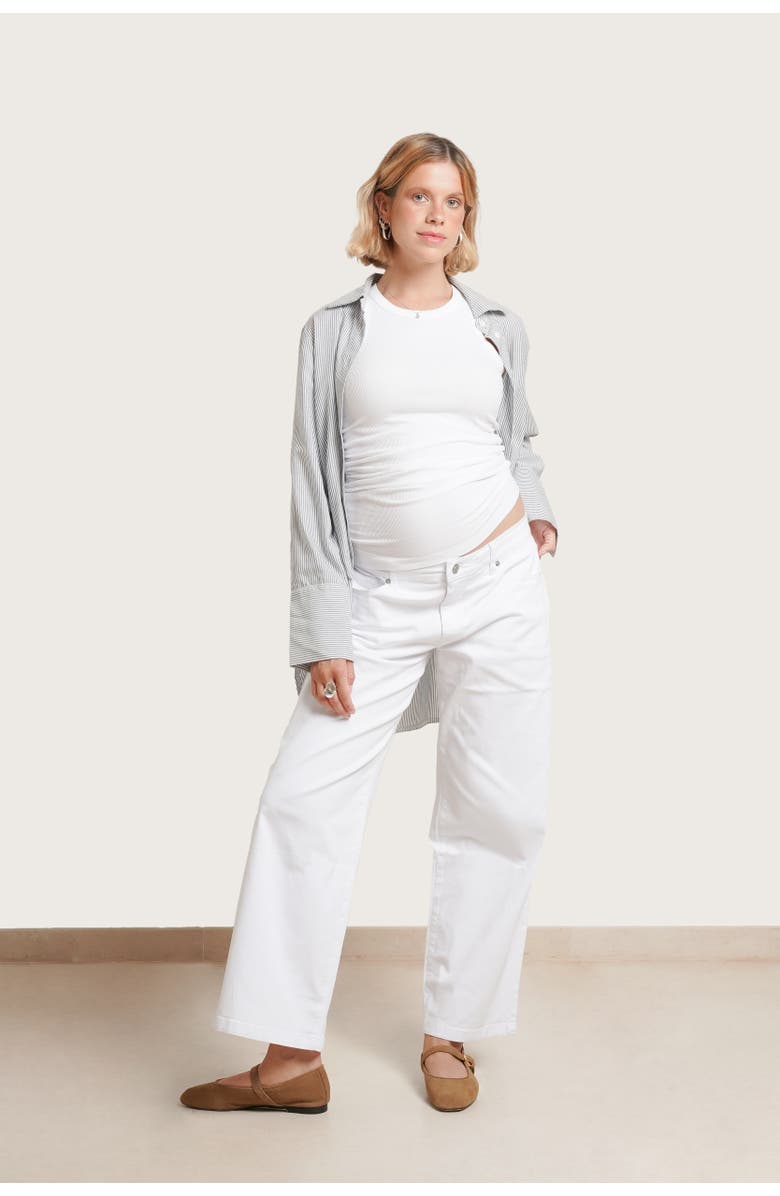 Nom Maternity Slouch Maternity Under-the-belly Boyfriend Jeans, Main, color, White