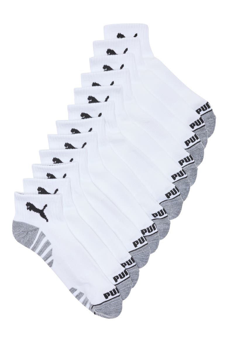 6-Pack Terry Quarter Length Socks, Main, color, WHITE / BLACK