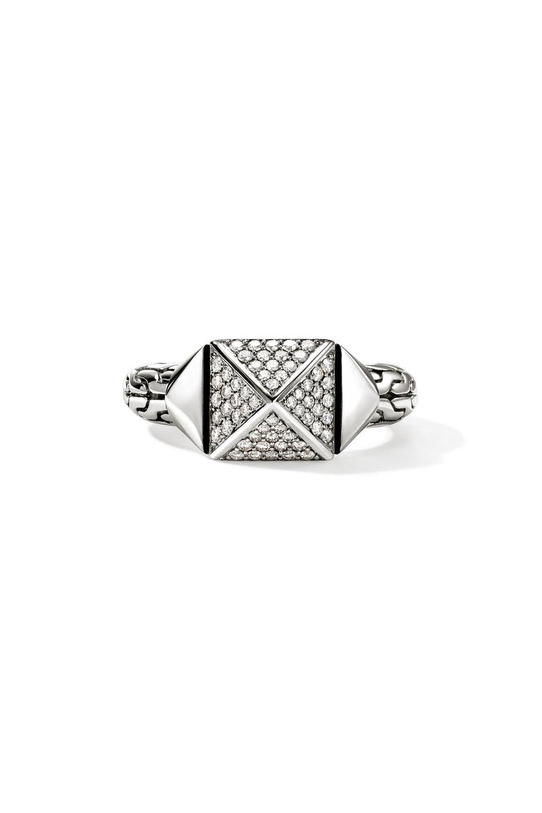 Icon Stud Ring with Pavé Diamonds, Main, color, SILVER