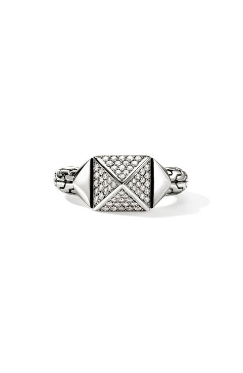 Icon Stud Ring with Pavé Diamonds