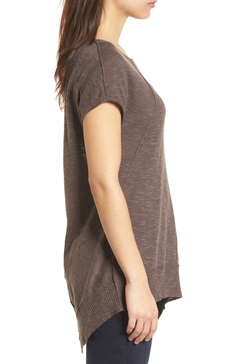 Eileen Fisher Cap Sleeve Organic Linen & Cotton Scoop Neck Top, Alternate, color,
