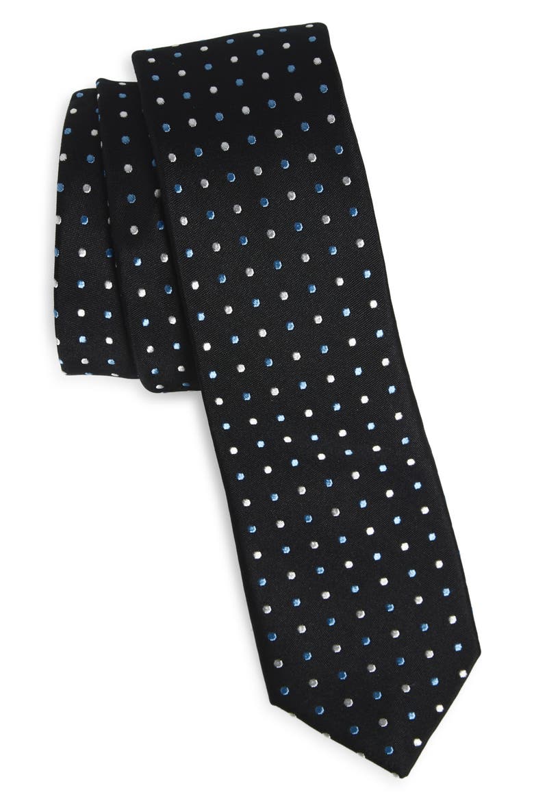 Kids' Berkeley Dot Silk Blend Tie, Main, color, BLACK