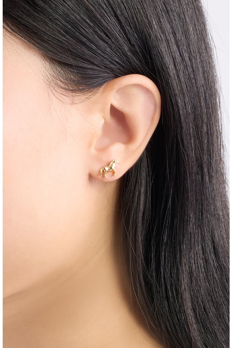 Dana Horse Stud Earrings, Alternate, color, GOLD