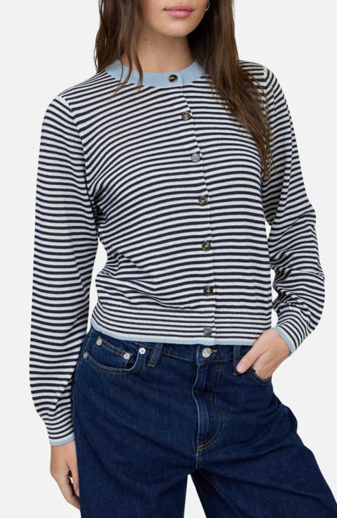Stripe Crewneck Cardigan