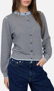 Blu Pepper Stripe Crewneck Cardigan