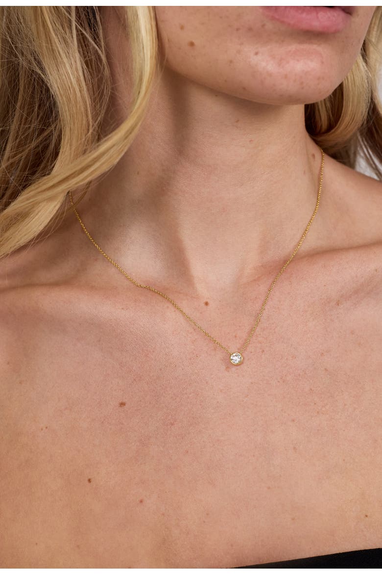 Coco Round Cubic Zirconia Pendant Necklace, Alternate, color, Gold