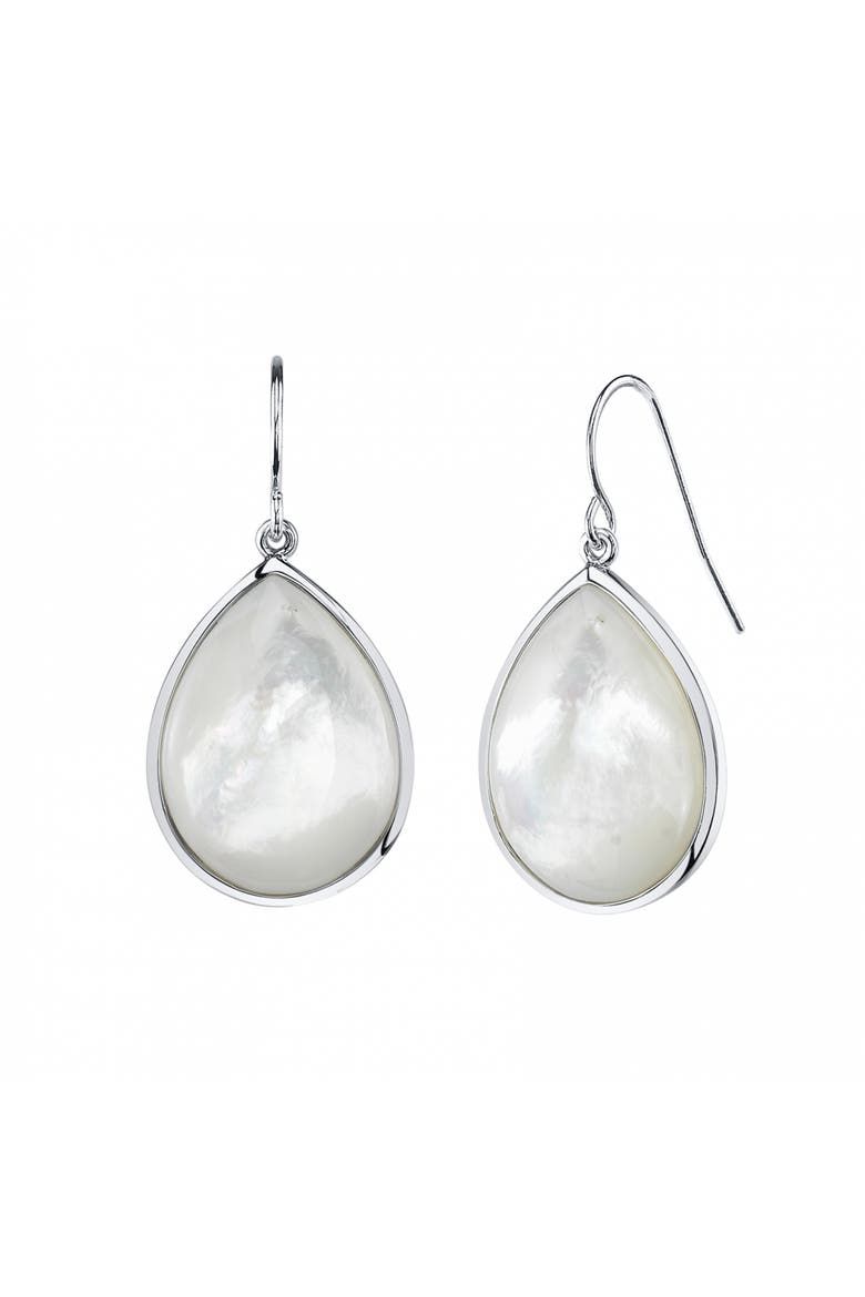 White Mother of Pearl Mave Earrings, Main, color, Sterling Silver