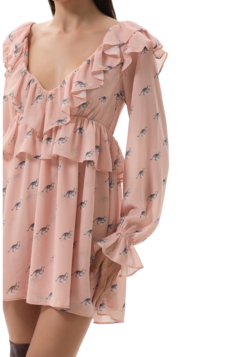 Arland Long Sleeve Minidress, Alternate, color, KITTEN DOT
