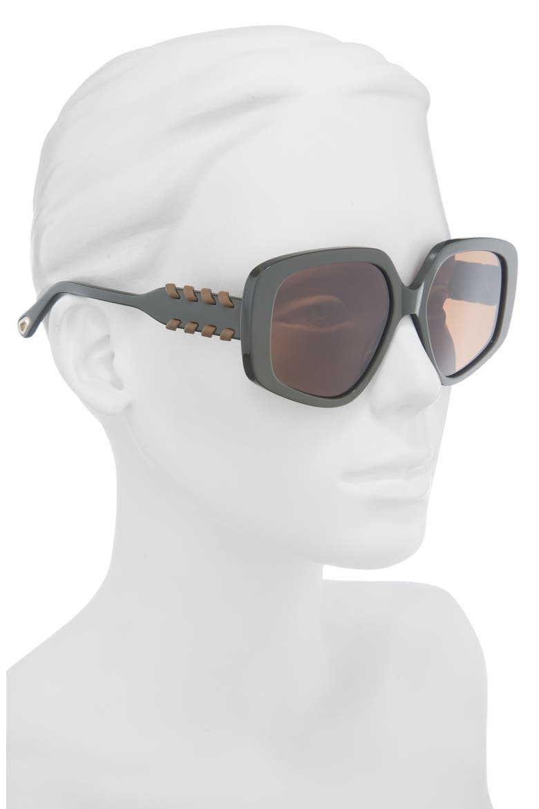 Geometric Sunglasses, Alternate, color, GREEN GREEN BROWN
