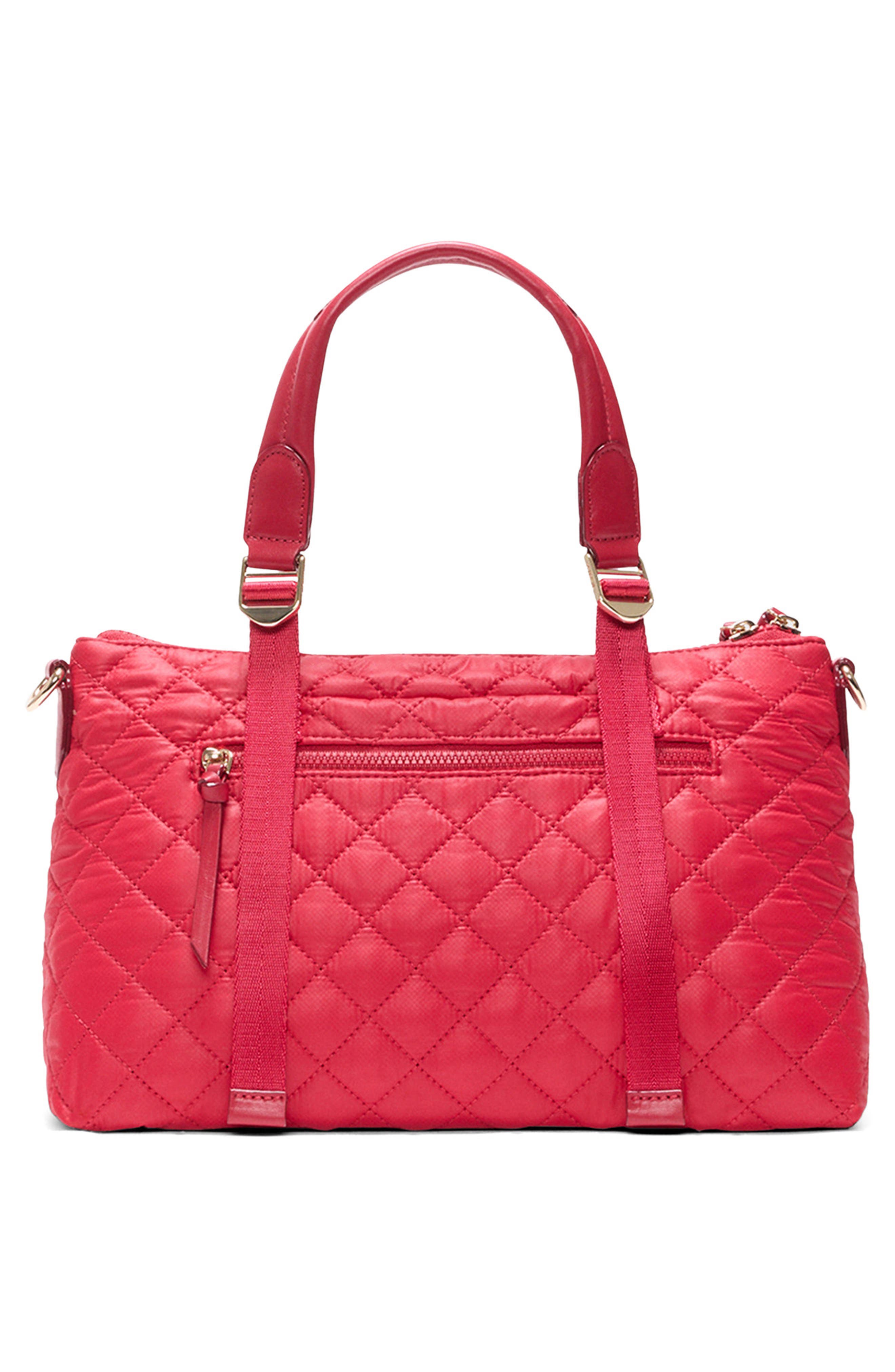 MZ Wallace Small Park Quilted Nylon Satchel, Alternate, color, Apple