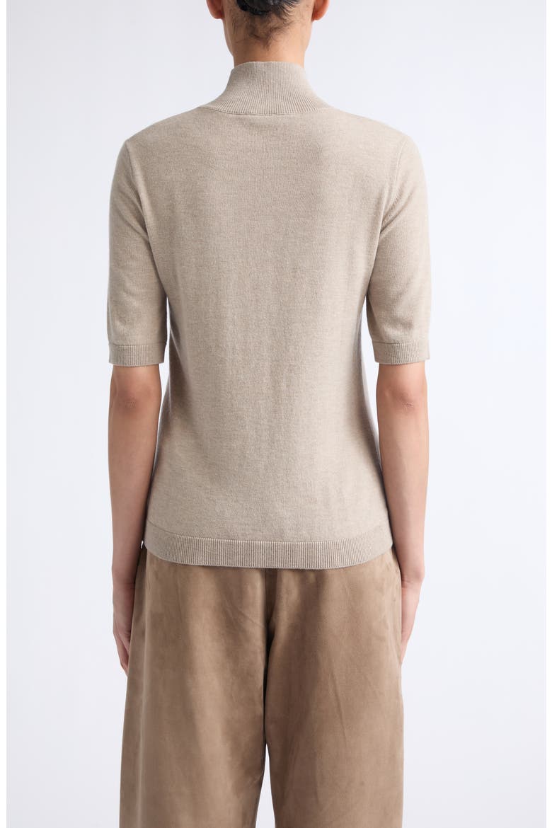 Mock Neck Short Sleeve Sweater, Alternate, color, BEIGE