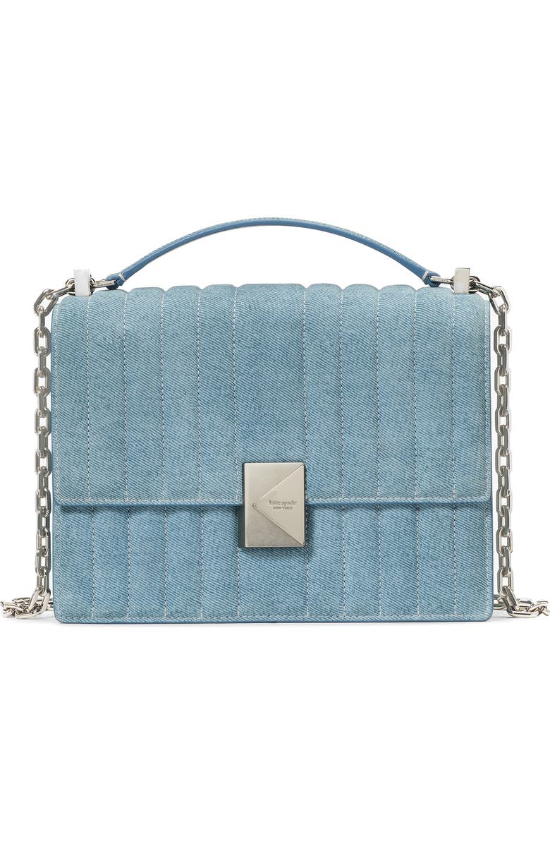 Kate Spade New York deco quilted denim suede convertible chain crossbody bag, Main, color,