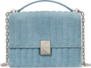 Kate Spade New York deco quilted denim suede convertible chain crossbody bag
