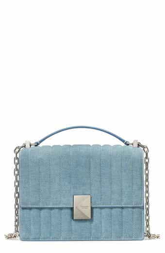 deco quilted denim suede convertible chain crossbody bag