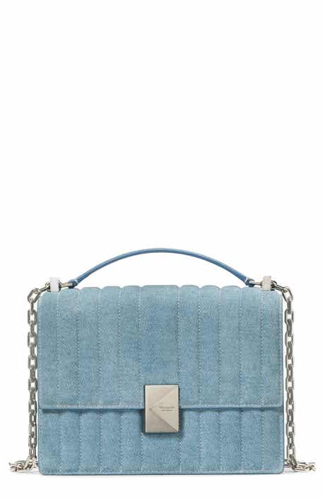 deco quilted denim suede convertible chain crossbody bag