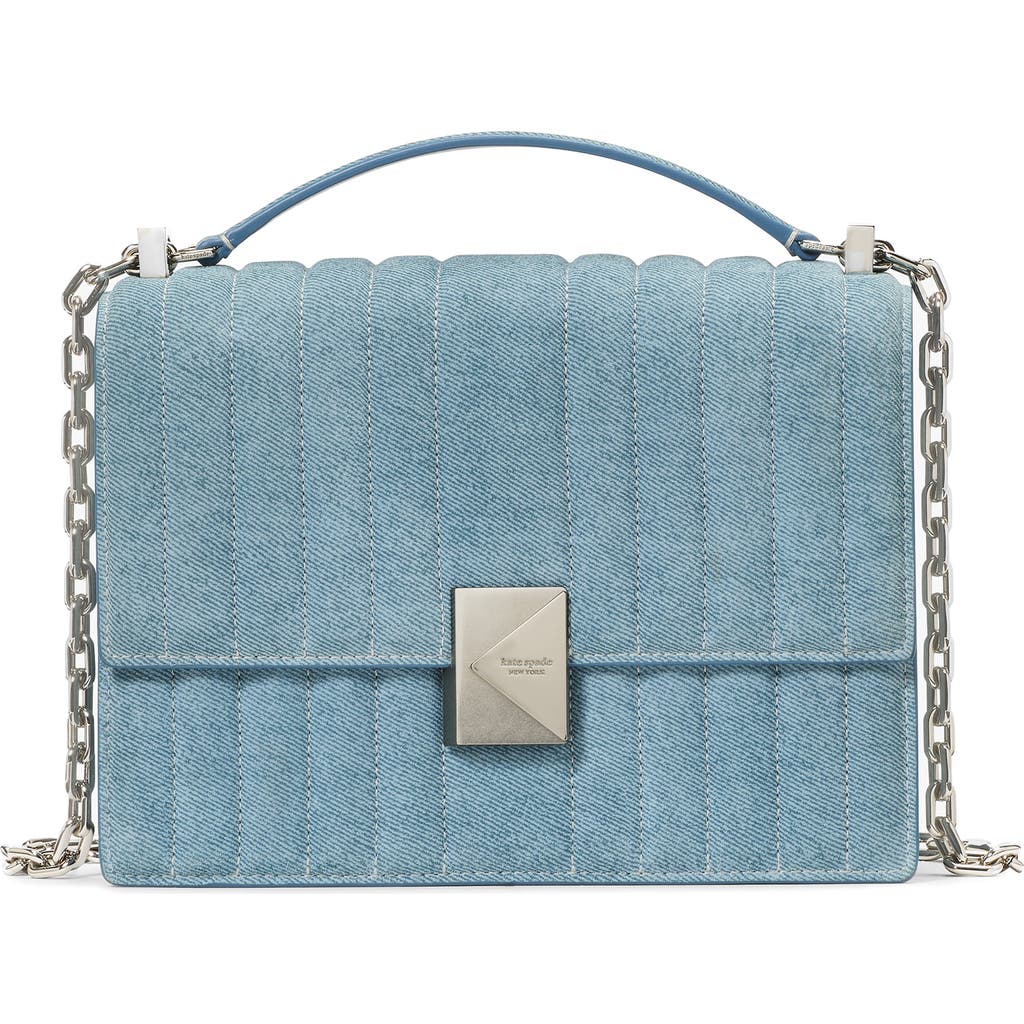 KATE SPADE KATE SPADE NEW YORK DECO QUILTED DENIM SUEDE CONVERTIBLE CHAIN CROSSBODY BAG