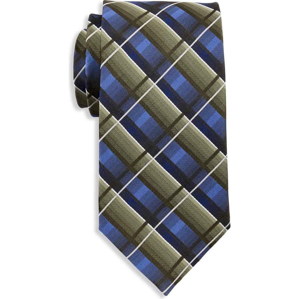 Synrgy By Dxl Big & Tall Multicolored Plaid Tie In Blue