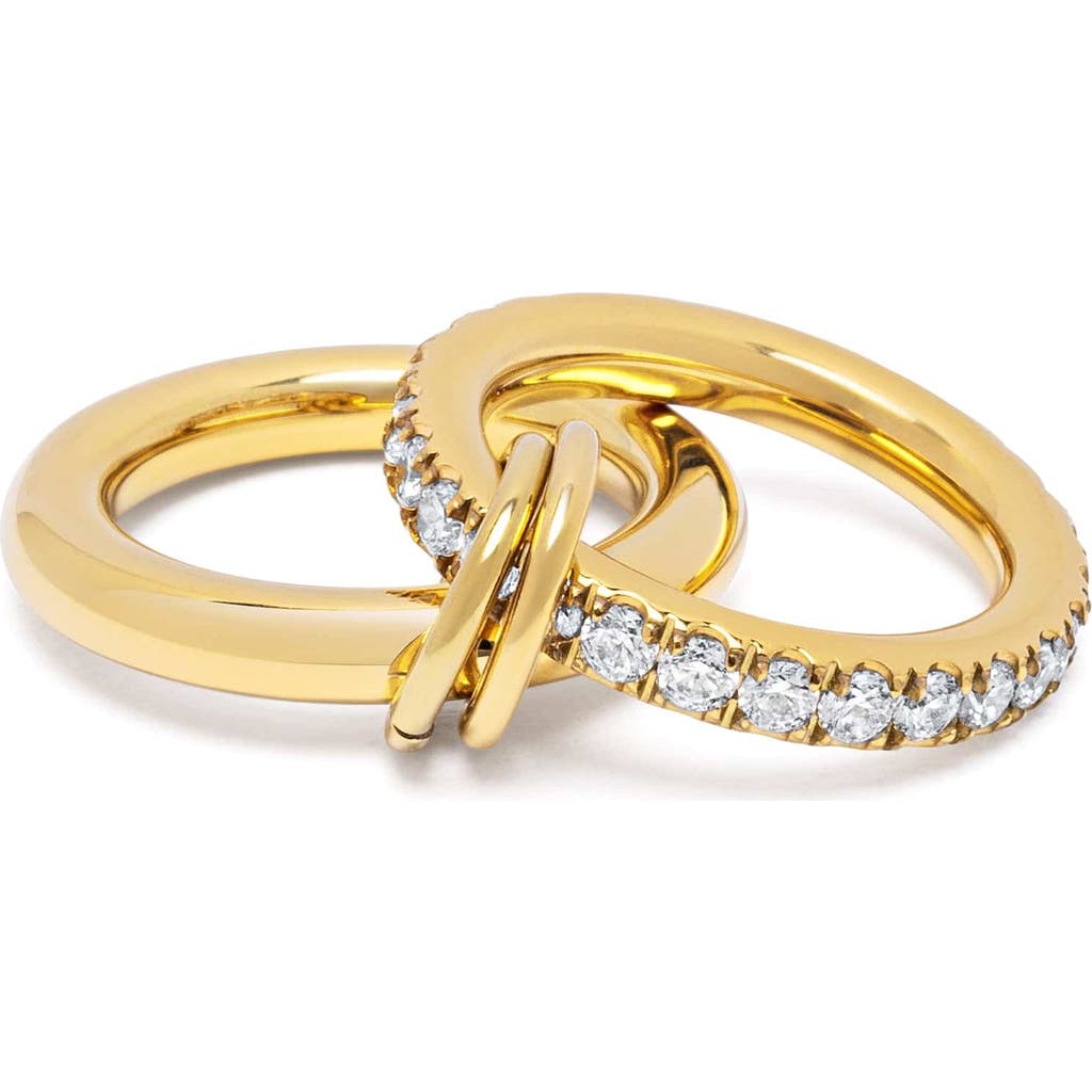 Nialaya Double Hoop Cz Stones Ring In Gold