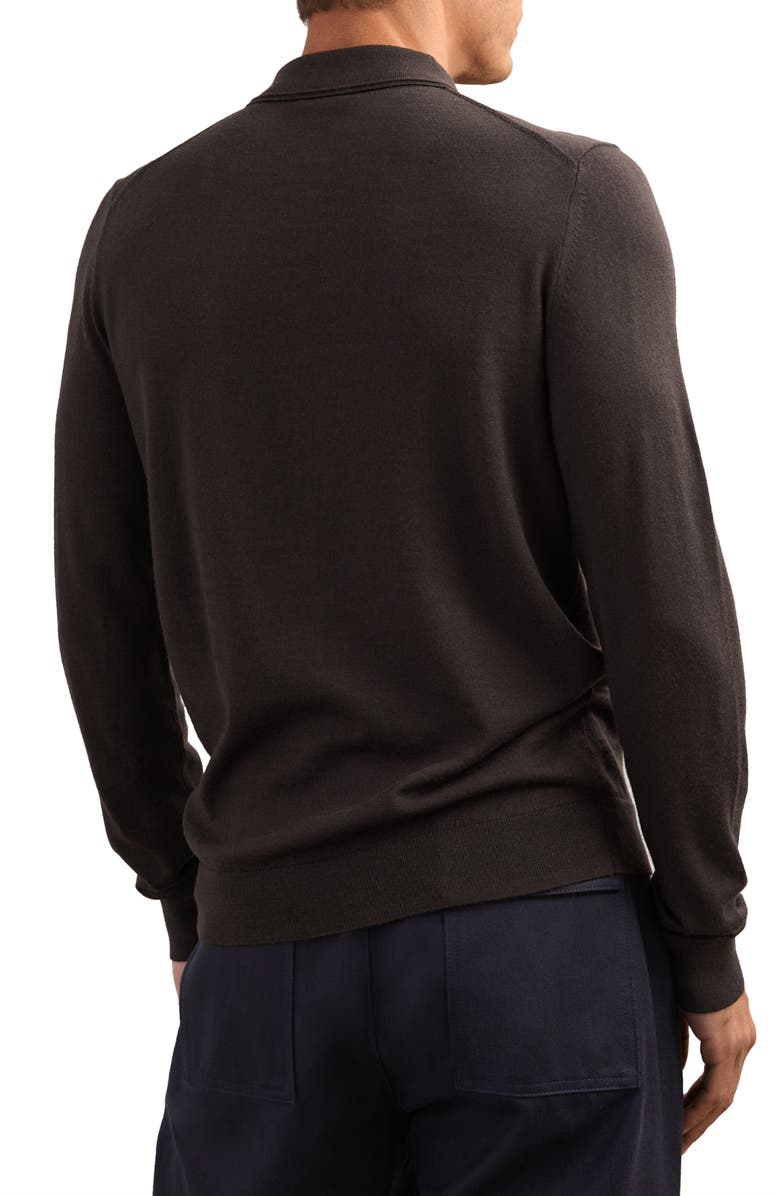 Reiss Trafford Long Sleeve Wool Polo Sweater, Alternate, color, Chocolate Brown