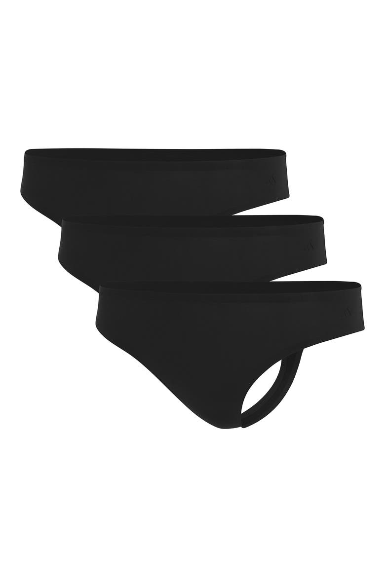 Set of 3 Thongs, Alternate, color, BLACK