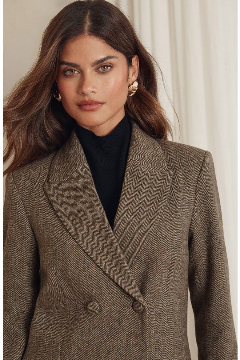 Chevron Double Breasted Blazer, Alternate, color, GREY