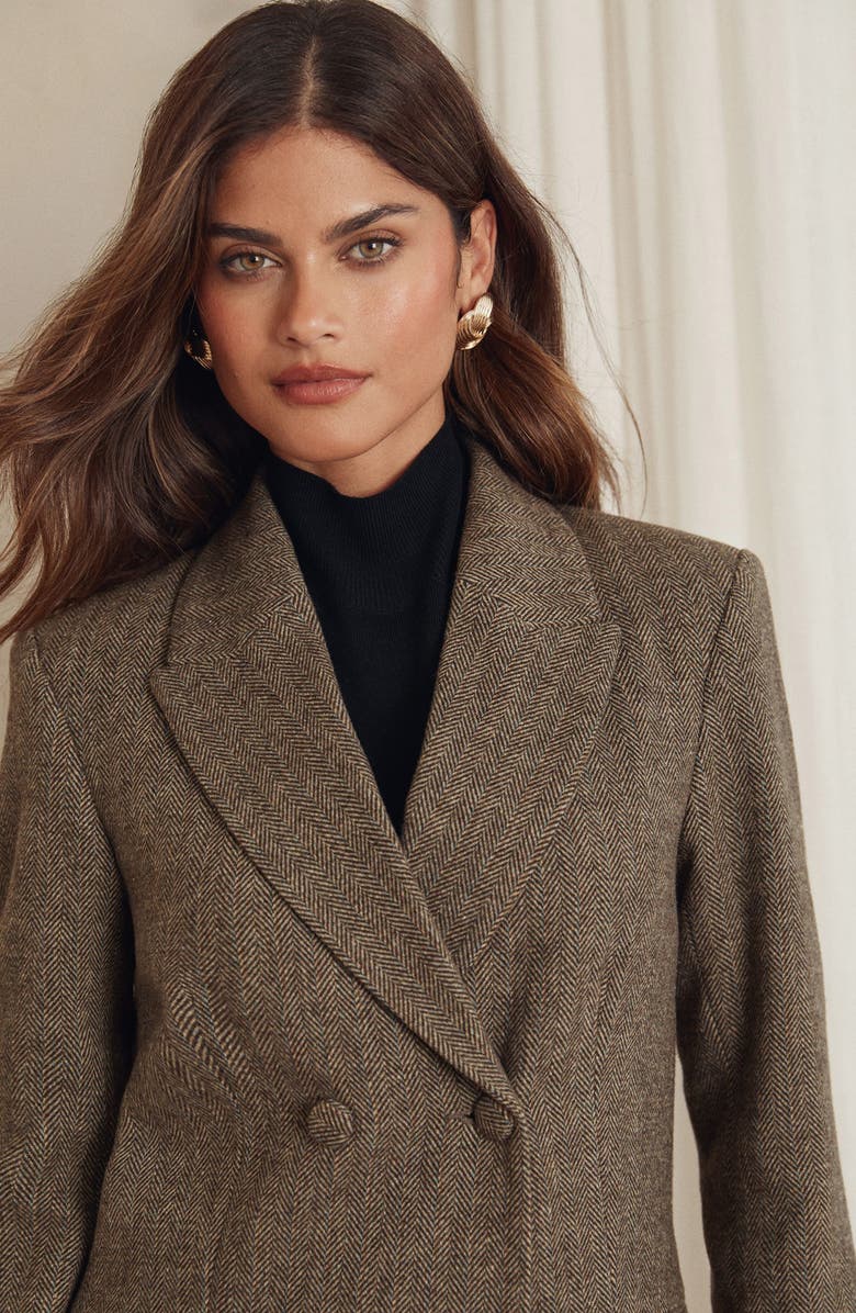 Lipsy Chevron Double Breasted Blazer, Alternate, color, Grey