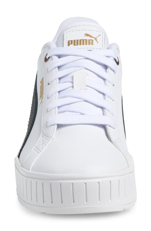Puma Karmen Wedge Sneaker In  White- Black-gold
