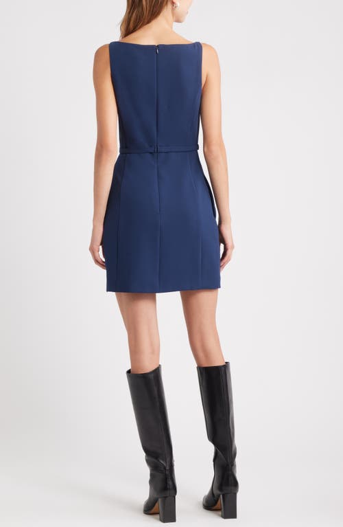 Open Edit Belted Sheath Minidress In Blue