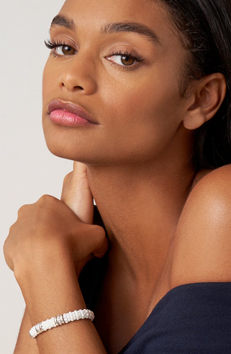 LAGOS White Caviar Triple Diamond Station Bracelet, Alternate, color, White