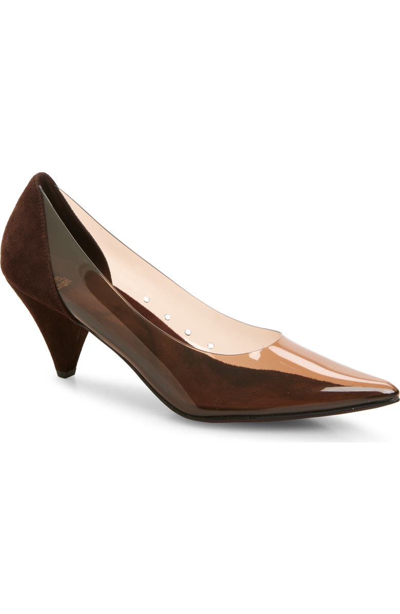 Jeffrey Campbell Graphix Pointed Toe Pump, Main, color, Coffee Suede Combo