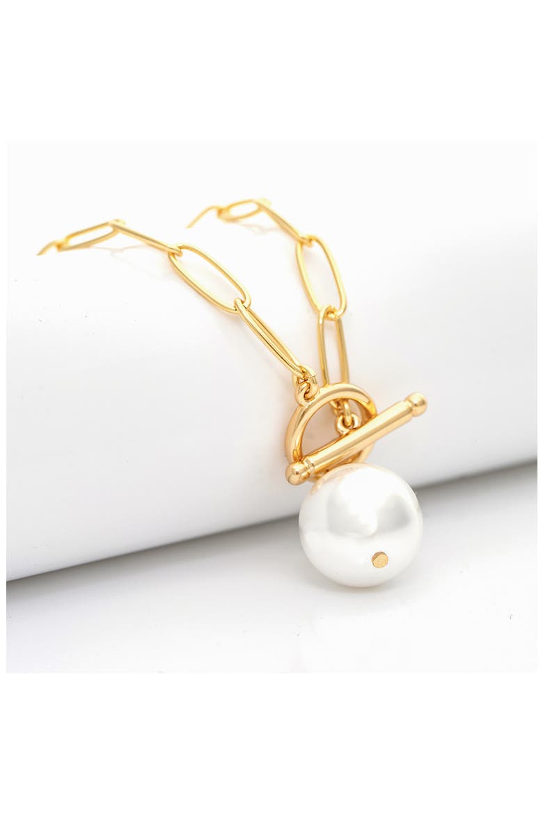 Imitation Pearl Toggle Necklace, Alternate, color, PEARL