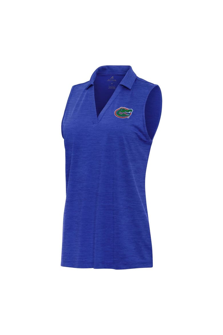 Women's Antigua Heather Royal Florida Gators Layout Sleeveless V-Neck Polo, Alternate, color, Heather Royal