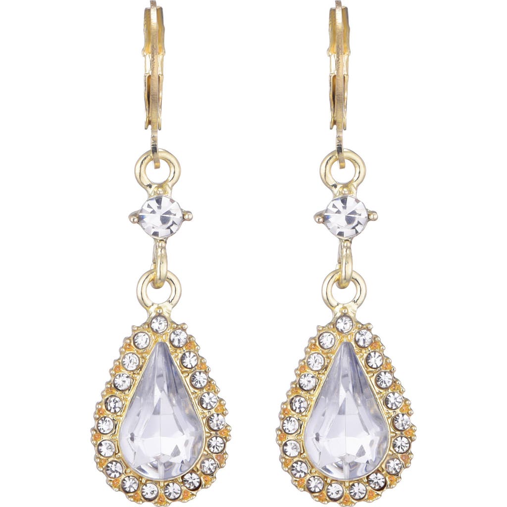 Adornia Gold Plated Pear Crystal Halo Drop Earrings In Gold