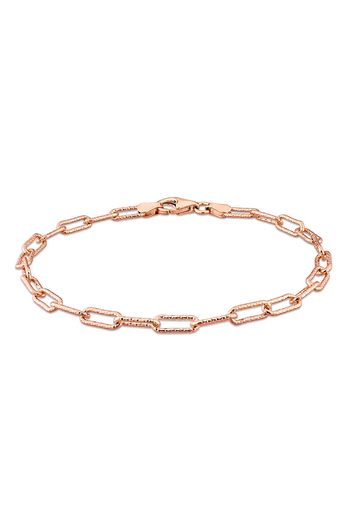 DELMAR 18K Rose Gold Vermeil Paperclip Hammered Chain Bracelet