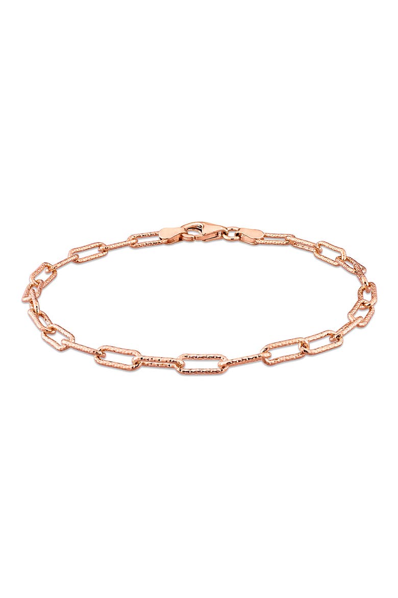 18K Rose Gold Vermeil Paperclip Hammered Chain Bracelet, Main, color, ROSE