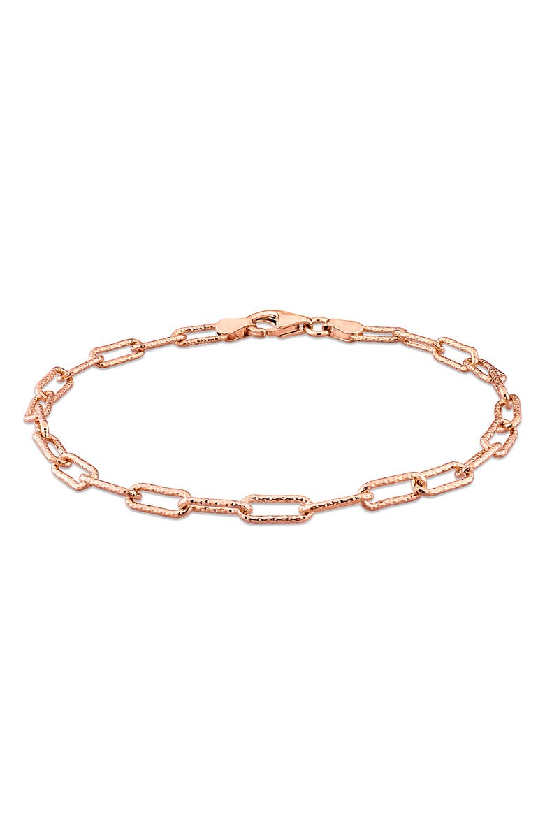 DELMAR 18K Rose Gold Vermeil Paperclip Hammered Chain Bracelet, Main, color, Rose
