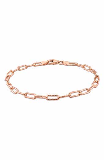 DELMAR 18K Rose Gold Vermeil Paperclip Hammered Chain Bracelet