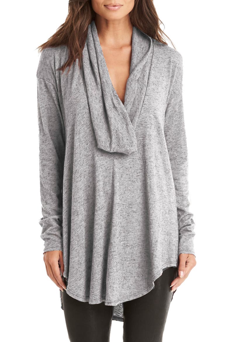 Drape Neck Jersey Tunic, Main, color, HEATHER GREY