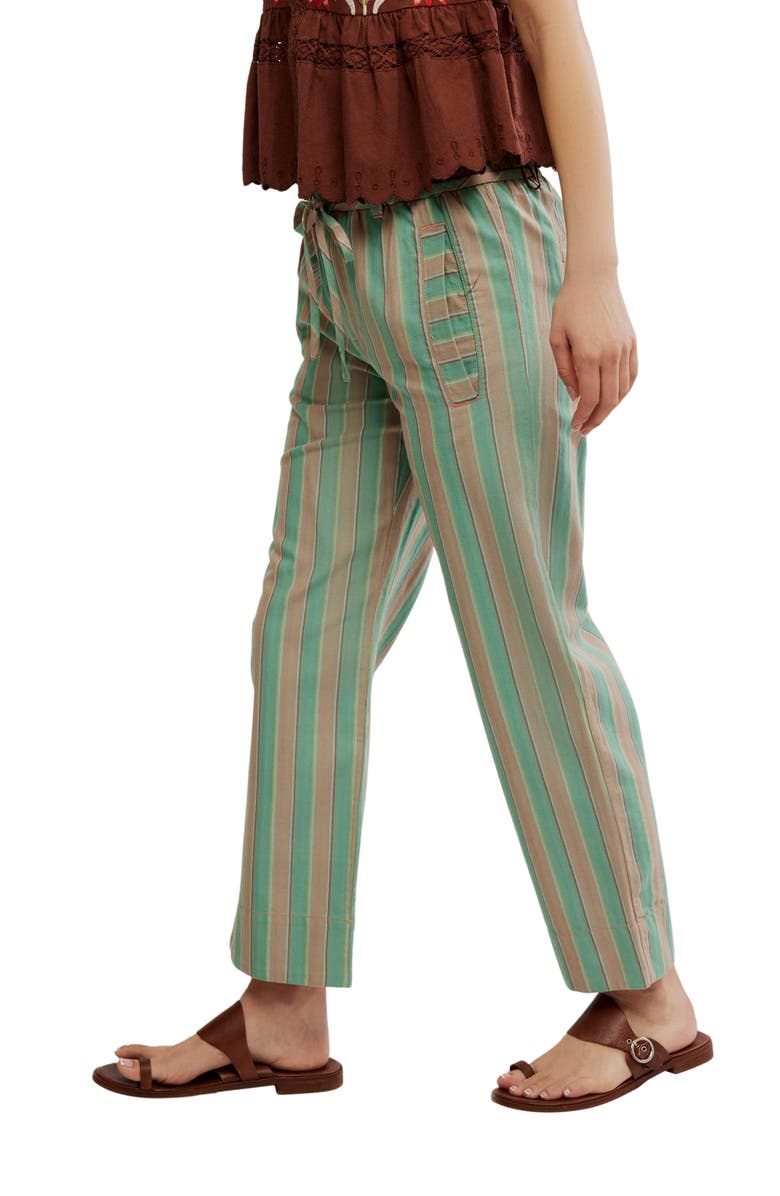 Free People Marielle Stripe Cotton Drawstring Pants, Alternate, color, Ginger Combo