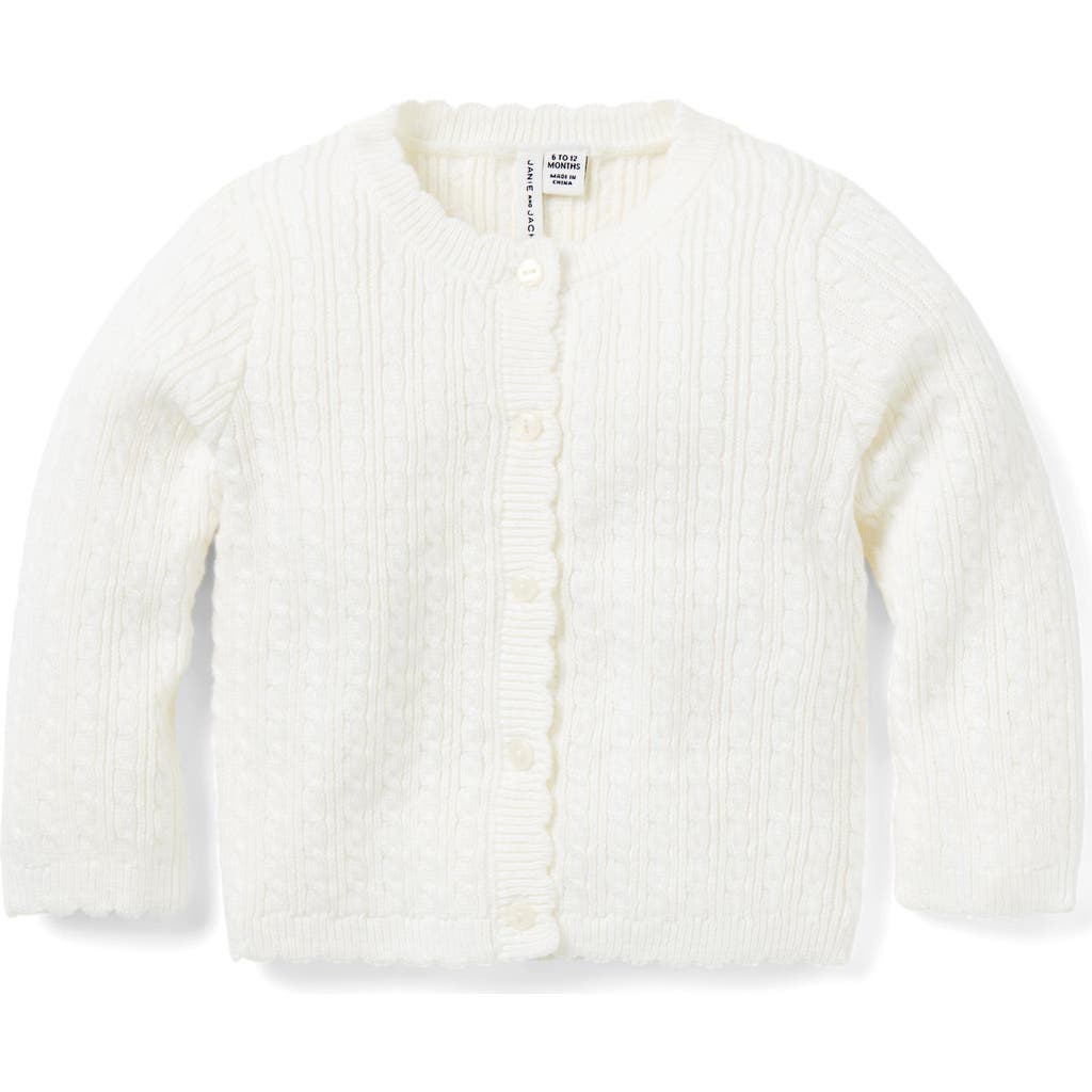 Janie and Jack Baby Cable Knit Cardigan in White  product